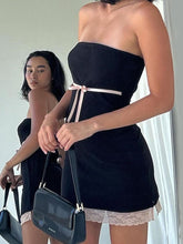 Sexy Lace Bow Off-shoulder Black Mini Dress for Women Summer Tube Dress Party Club Backless Slim Female Outfit